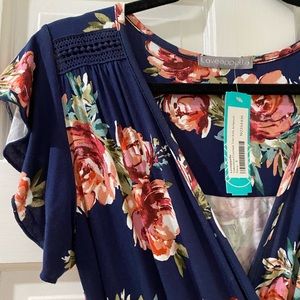 NWT Loveappella Navy Floral Jumpsuit